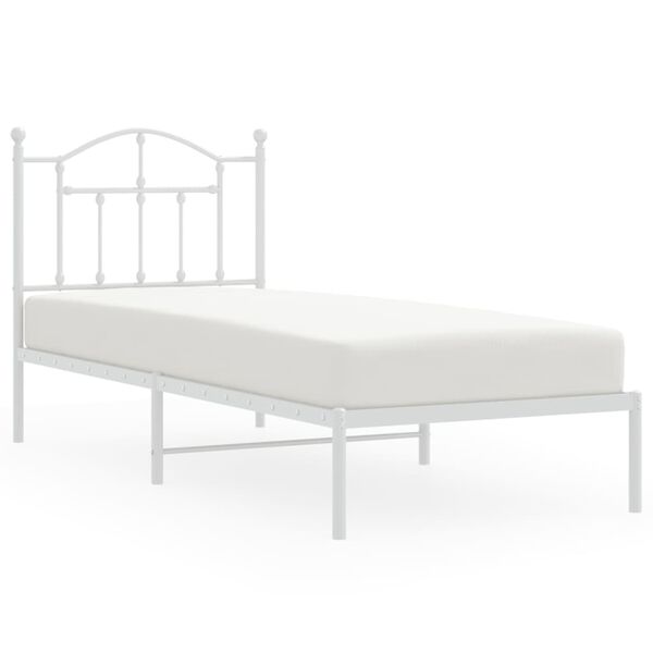 vidaXL Cadre de lit m&eacute;tal sans matelas avec t&ecirc;te de lit blanc 80x200cm