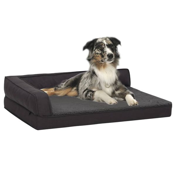 vidaXL Matelas de lit ergonomique de chien 60x42 cm Polaire Noir
