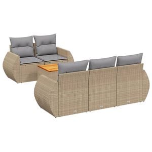 vidaXL Salon de jardin avec coussins 6 pcs beige r&eacute;sine tress&eacute;e