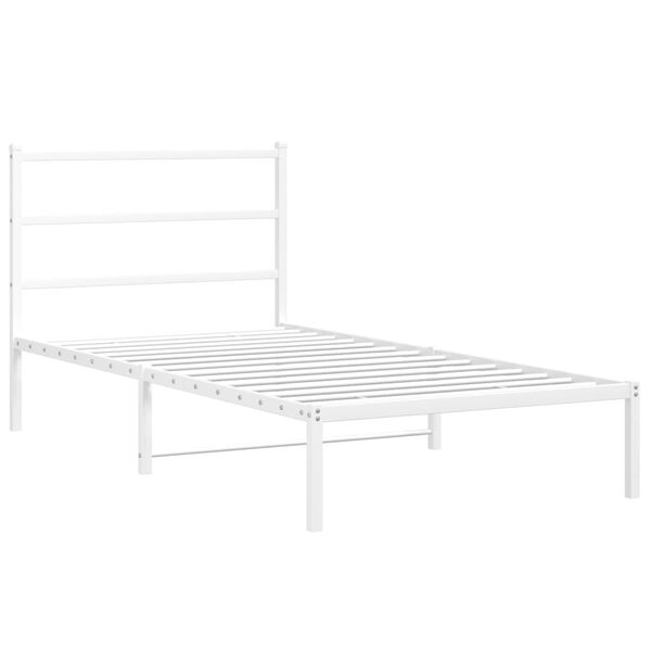 vidaXL Cadre de lit m&eacute;tal sans matelas et t&ecirc;te de lit blanc 100x190 cm