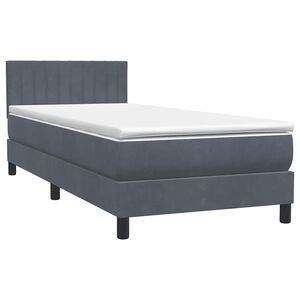 vidaXL Sommier &agrave; lattes de lit et matelas gris fonc&eacute; 80x210 cm velours