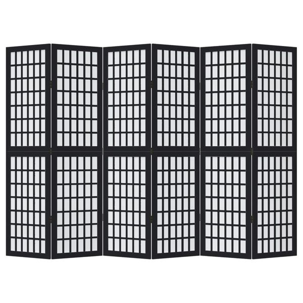 vidaXL Cloison de s&eacute;paration 6 panneaux noir bois de paulownia massif