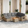 vidaXL Salon de jardin avec coussins 8 pcs beige r&eacute;sine tress&eacute;e