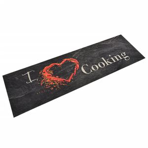 vidaXL Tapis de cuisine lavable impression cuisine noir 45x150 cm