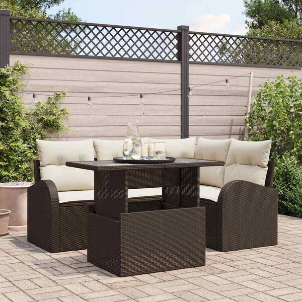 vidaXL Ensemble de canapé de jardin 5 pcs Marron Poly rotin