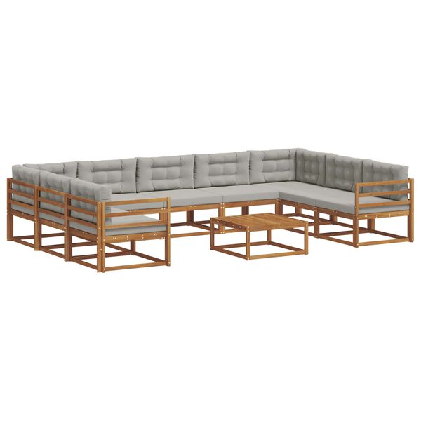 vidaXL Ensemble de canap&eacute;s d'ext&eacute;rieur 10 pcs Gris Naturel et Clair