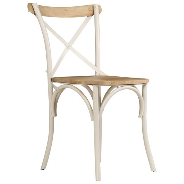vidaXL Chaises à dossier croisé lot de 2 blanc bois de manguier solide