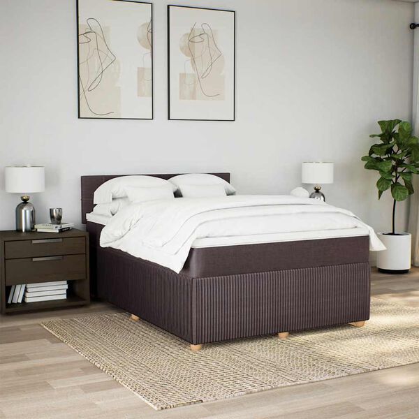 vidaXL Sommier &agrave; lattes de lit avec matelas Marron fonc&eacute; 140x190 cm