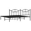 vidaXL Cadre de lit m&eacute;tal sans matelas avec t&ecirc;te de lit noir 200x200cm