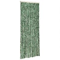 vidaXL Rideau anti-mouches vert et blanc 100x200 cm chenille