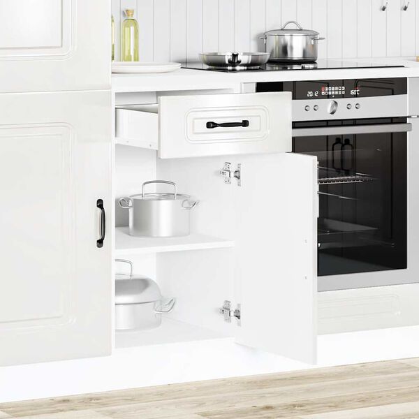 vidaXL Armoire de cuisine Kalmar blanc brillant bois ingénierie