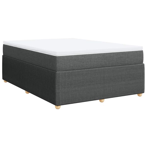 vidaXL Sommier &agrave; lattes de lit avec matelas Gris fonc&eacute; 140x190cm Tissu
