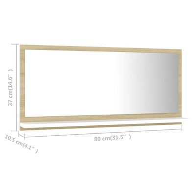 vidaXL Miroir de bain Blanc et chêne sonoma 80x10,5x37 cm Aggloméré