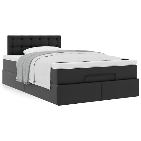 VidaXL Cadre de lit ottoman avec matelas noir 120x200 cm similicuir