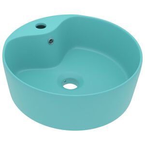 vidaXL Lavabo de luxe avec trop-plein Vert clair mat 36x13cm C&eacute;ramique