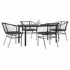 vidaXL Ensemble &agrave; manger de jardin et coussins 5 pcs noir rotin verre