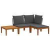 vidaXL 4 pc Bois d'acacia massif et corde Naturel