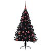 vidaXL Sapin de No&euml;l artificiel pr&eacute;-&eacute;clair&eacute; Noir 120 cm PVC