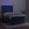 vidaXL Sommier &agrave; lattes de lit matelas LED Bleu fonc&eacute; 90x200cm Velours