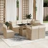 vidaXL Salon de jardin avec coussins 9 pcs beige r&eacute;sine tress&eacute;e