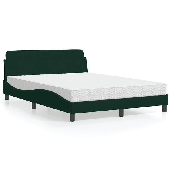 vidaXL Lit avec matelas Dover vert fonc&eacute; 140x190 cm velours