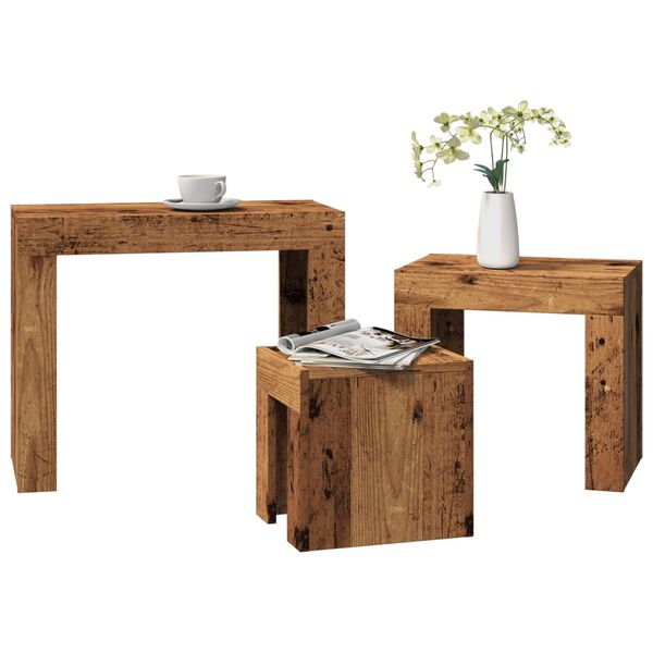 vidaXL Tables basses gigognes 3 pcs vieux bois bois d'ingénierie