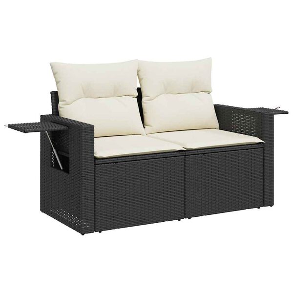 vidaXL Salon de jardin 6 pcs avec coussins noir r&eacute;sine tress&eacute;e