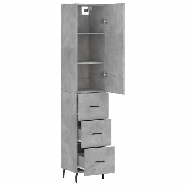 vidaXL Buffet haut Gris b&eacute;ton 34,5x34x180 cm Bois d'ing&eacute;nierie