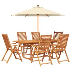 vidaXL Ensemble de salle &agrave; manger d'ext&eacute;rieur avec parasol 8 pc