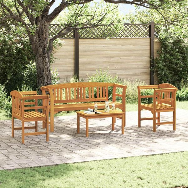 vidaXL Ensemble de salon Rose de jardin 4 pcs Bois d'Acacia Massif
