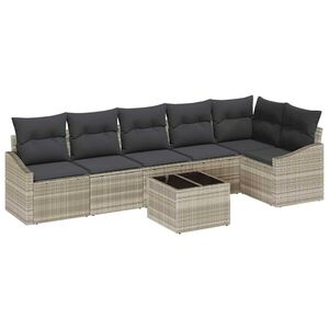 vidaXL Ensemble de canap&eacute; de jardin 7 pcs Gris clair polyrotin