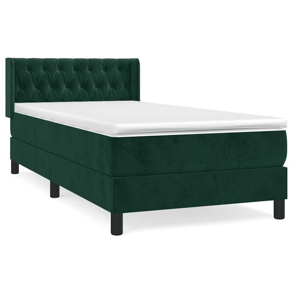 vidaXL Sommier &agrave; lattes de lit avec matelas Vert fonc&eacute; 90x200 cm