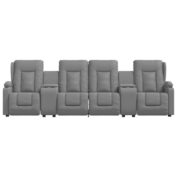 vidaXL Fauteuil inclinable et porte-gobelets 4 places gris similicuir