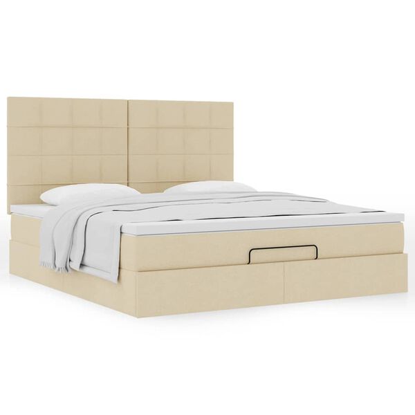VidaXL Cadre de lit ottoman avec matelas crème 160x200 cm tissu