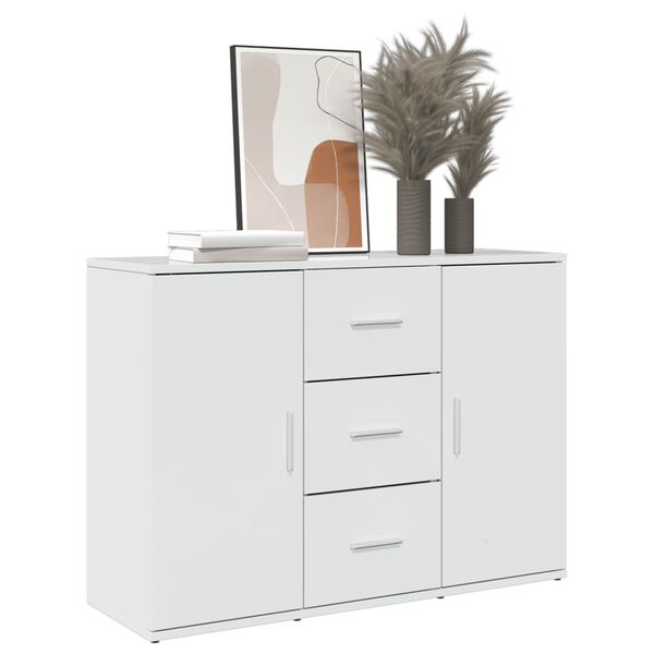vidaXL Buffet blanc brillant 90,5x29,5x65 cm bois d'ing&eacute;nierie