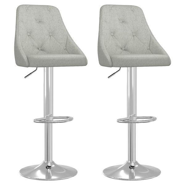 vidaXL Tabourets de bar lot de 2 gris clair tissu