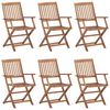 vidaXL Chaises pliables de jardin lot de 6 avec coussins Bois d'acacia