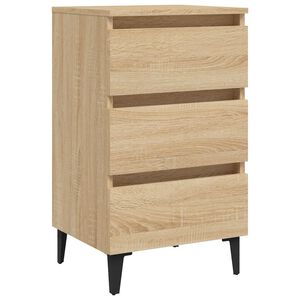 vidaXL Table de chevet avec pieds en m&eacute;tal ch&ecirc;ne sonoma 40x35x69 cm