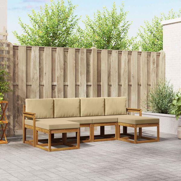 vidaXL Ensemble de canap&eacute;s d'ext&eacute;rieur 6 pcs Naturel et Beige