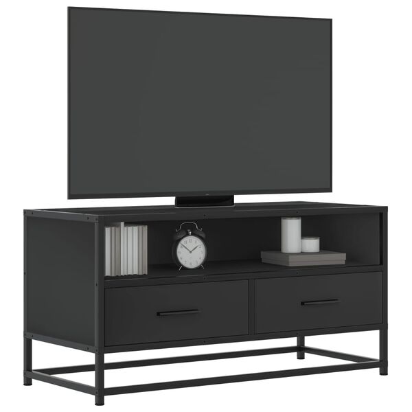 vidaXL Meuble TV noir 80x34,5x40 cm bois d'ingénierie et métal