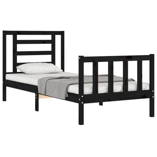 vidaXL Cadre de lit sans matelas noir bois de pin massif