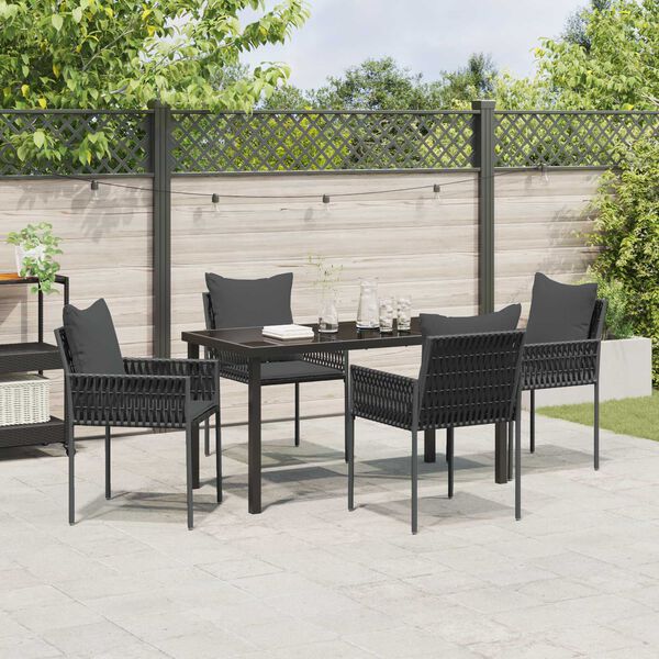 vidaXL Ensemble de salle &agrave; manger pour jardin 5 pcs Noir et gris