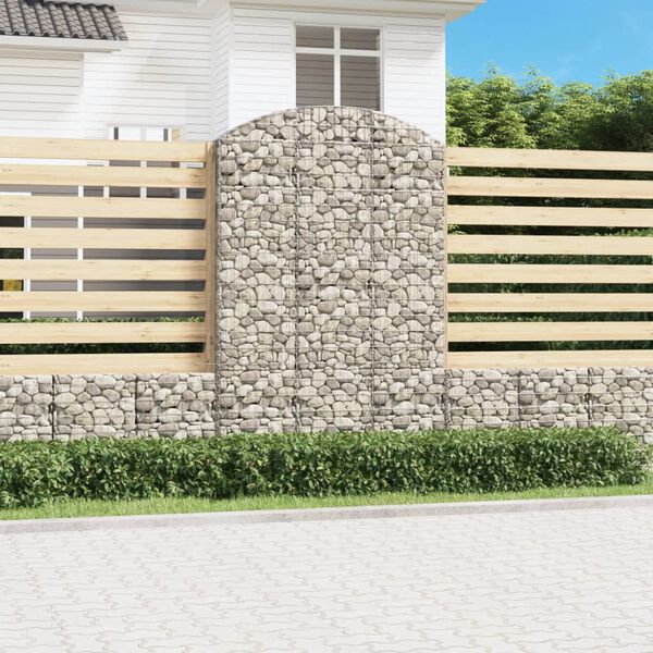 vidaXL Panier de gabions arqu&eacute; 150x30x220/240 cm Fer galvanis&eacute;