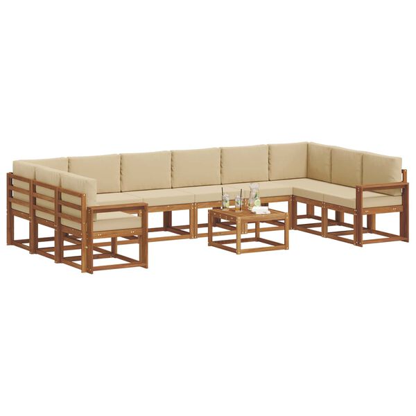 vidaXL Ensemble de canap&eacute;s d'ext&eacute;rieur 11 pcs Naturel et Beige