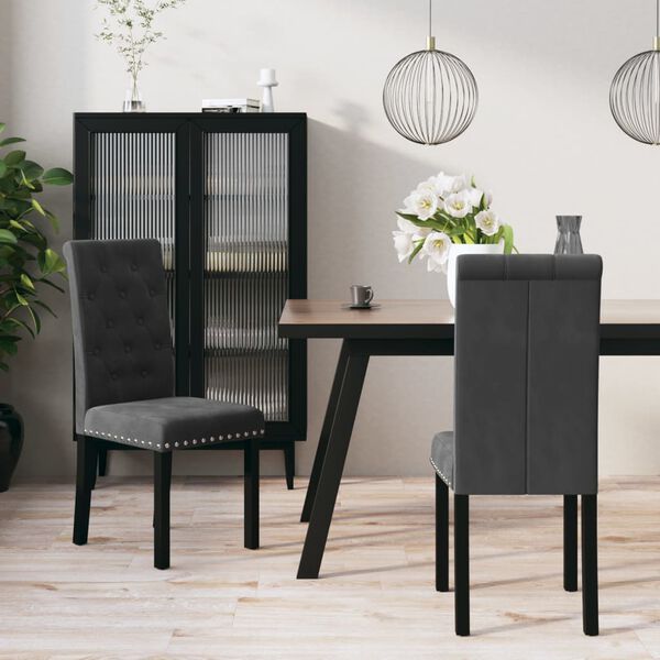 vidaXL Chaises &agrave; manger lot de 2 gris fonc&eacute; velours