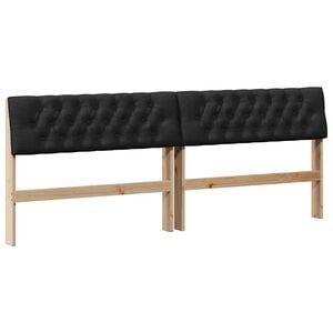 vidaXL T&ecirc;te de lit capitonn&eacute;e Noir 200 cm Pin massif