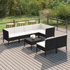 vidaXL Salon de jardin 8 pcs avec coussins r&eacute;sine tress&eacute;e noir