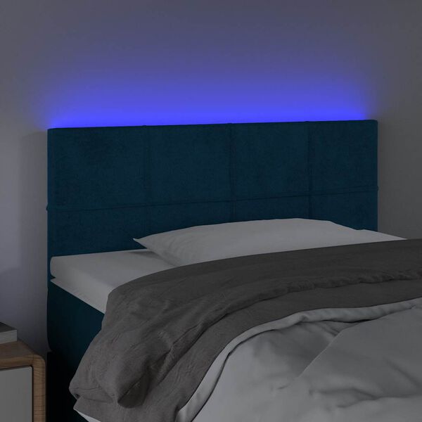 vidaXL T&ecirc;te de lit &agrave; LED Bleu fonc&eacute; 80x5x78/88 cm Velours