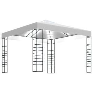 vidaXL Chapiteau de jardin avec guirlande lumineuse &agrave; LED 3x3 m Blanc