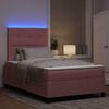 vidaXL Lit &agrave; ressort LED avec matelas Rose 120 x 190 cm tissu